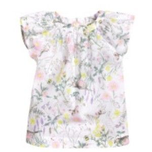 New HM H&M Blouse Top Dress Shirt White Cotton 2-3 Y Butterfly Baby Toddler Girl
